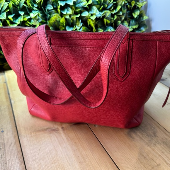 FOSSIL “Sydney” Claret Red Pebbled Leather Tote Bag - Picture 2 of 9